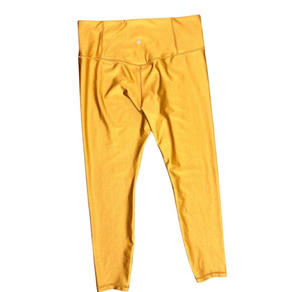 Athleta Elation Shine Tights Leggings Tuscan Gold Metallic Yellow Size XL Yoga - Picture 5 of 9